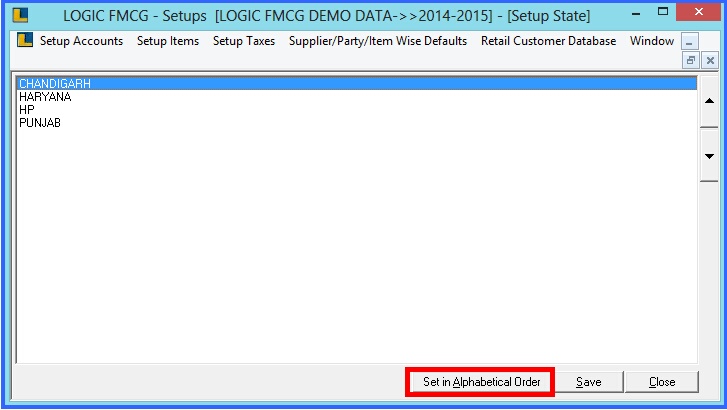 fmcg set up states order